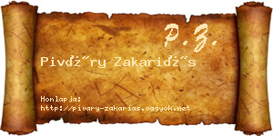 Piváry Zakariás névjegykártya